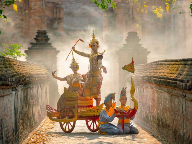Local thai people in traditional outfit for cultural orientation in Thailand