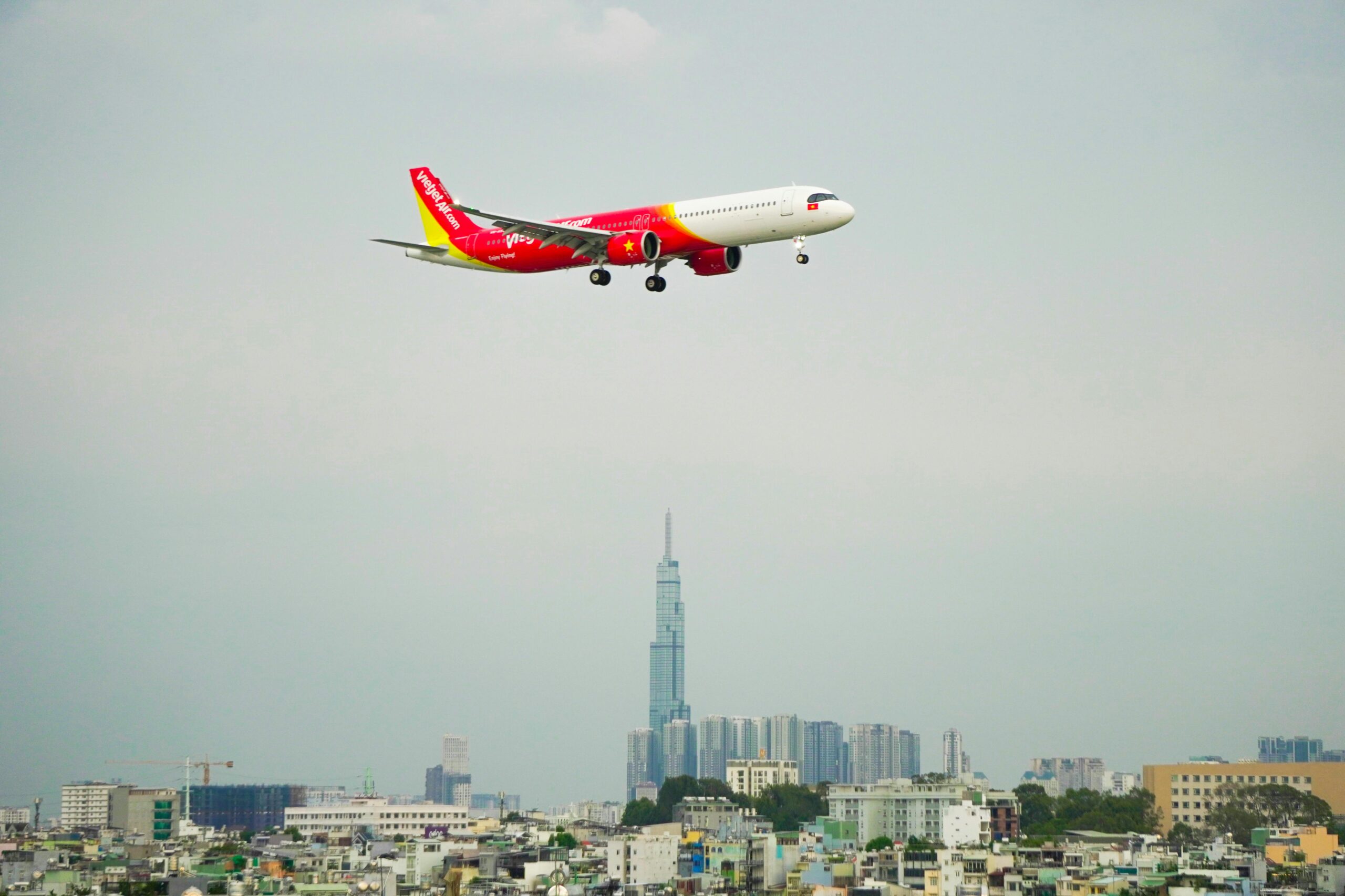 passenger airplane above Ho Chi Minh City