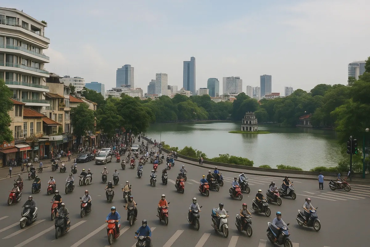 Expats in Vietnam – Hanoi skyline and motorbike culture