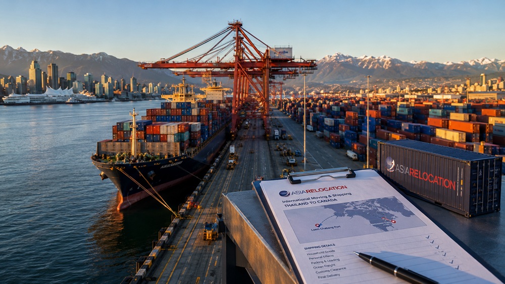Vancouver container terminal — main arrival point for shipments from Thailand