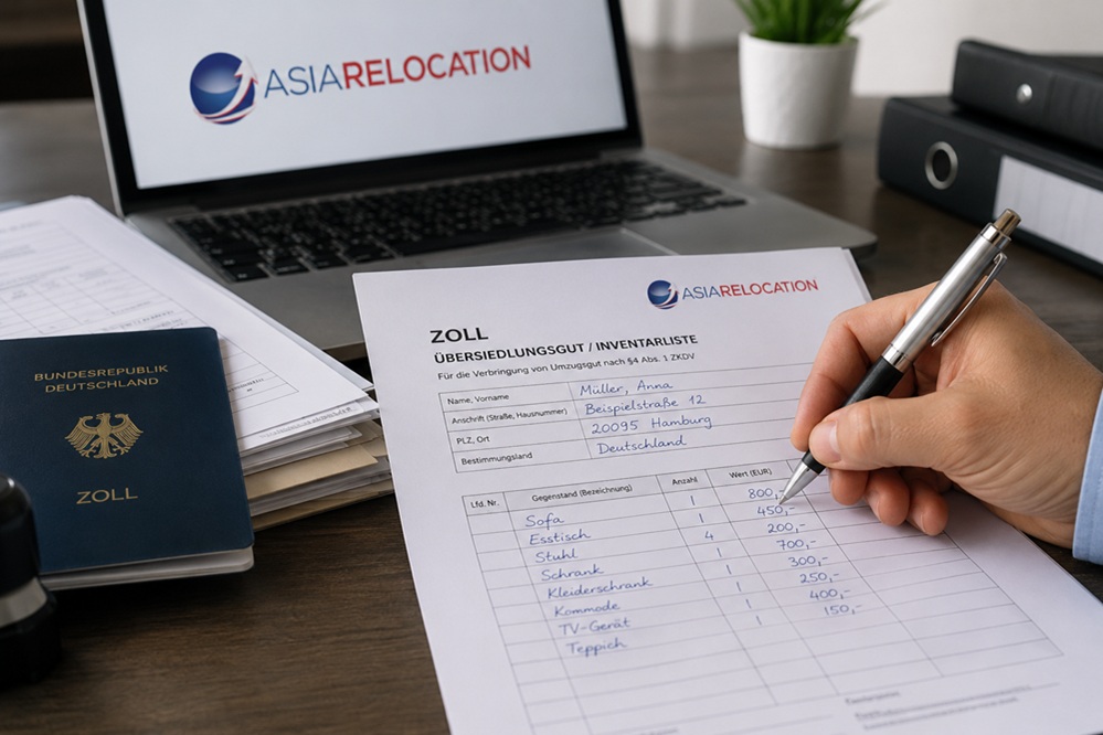 German customs Übersiedlungsgut inventory documents for household goods