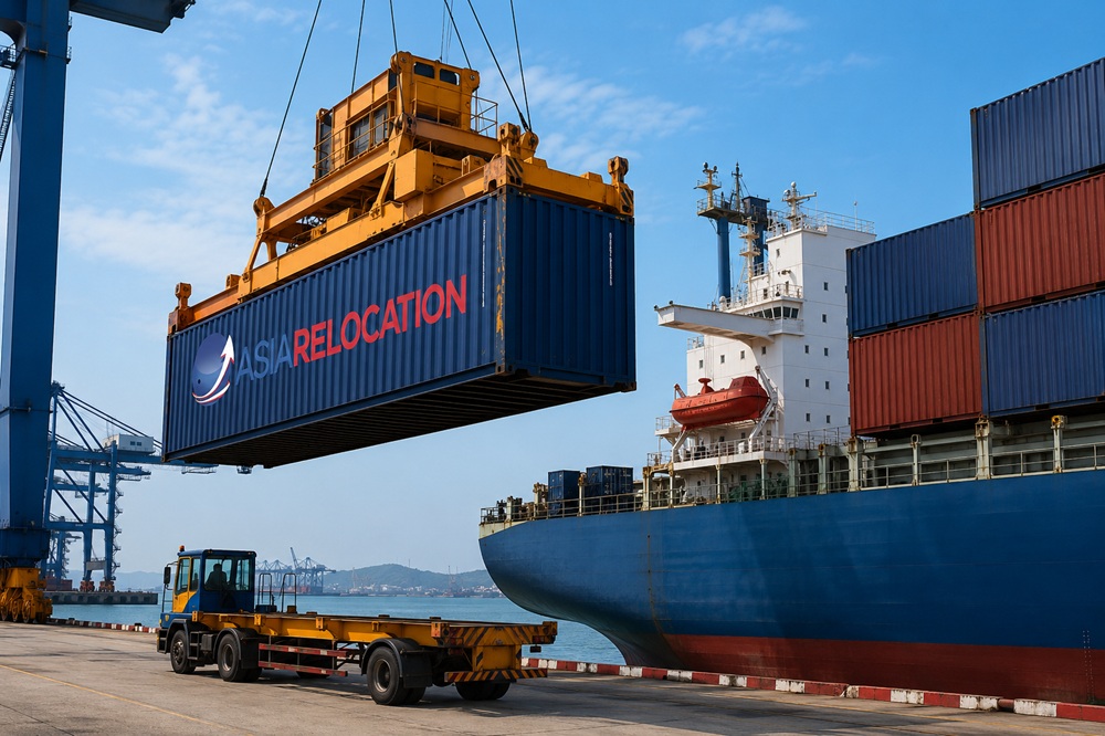 Sea freight container loaded at Laem Chabang for Germany